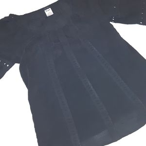 New! Wrangler black off the shoulder black top eyelet elastic neckline sz L